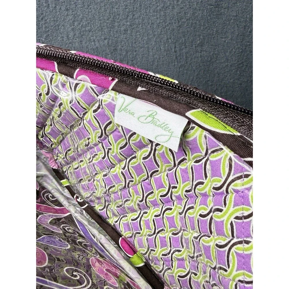 Vera Bradley Hanging Organizer Travel Toiletry Bag Floral Print Purple Green EUC